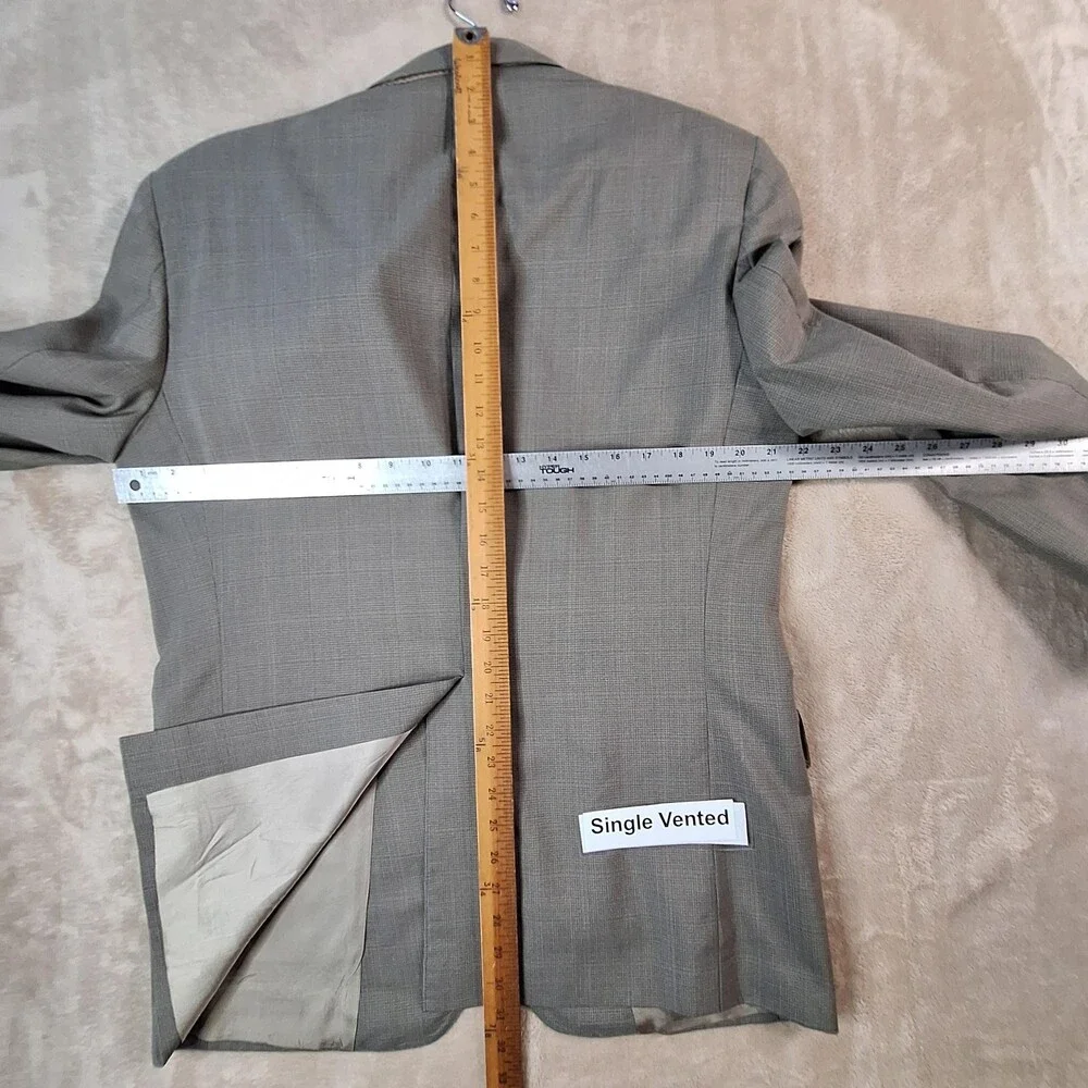 SHACK'S Suit Mens 40R Gray Check Single Vent 2 Btn 2 Piece 34x30 Formal USA